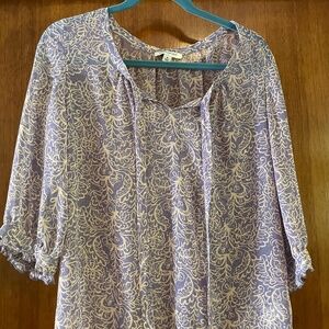 Banana Republic Boho Blouse Light Purple Long Sleeve